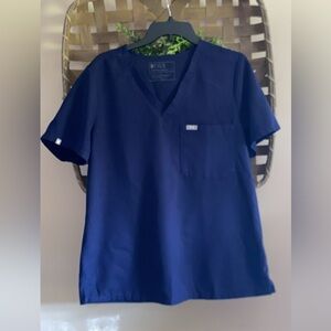 Figs Technical Collection V-Neck Top in Dark Blue